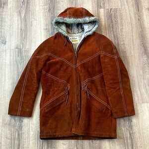 Vintage Genuine Leather Sueded Split Cowhide Jacket by Grais Sz 40